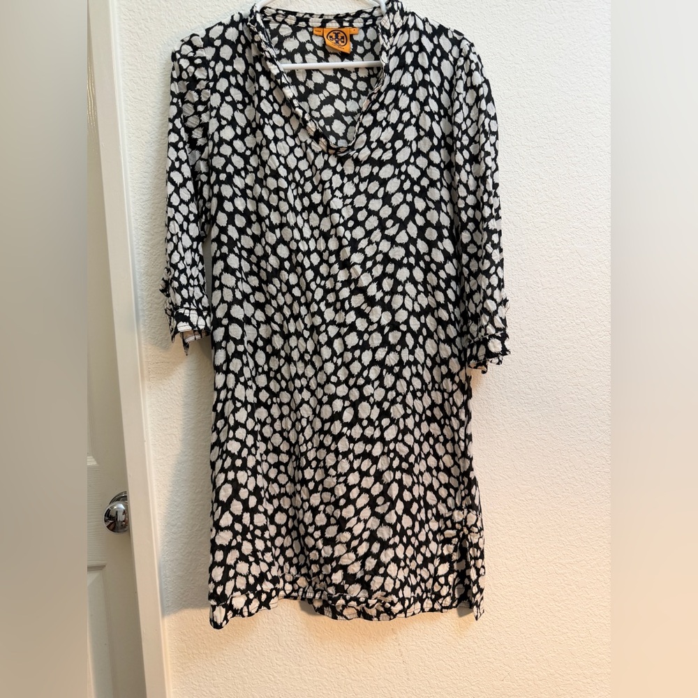Tory Burch Navy and White Printed Mini Dress